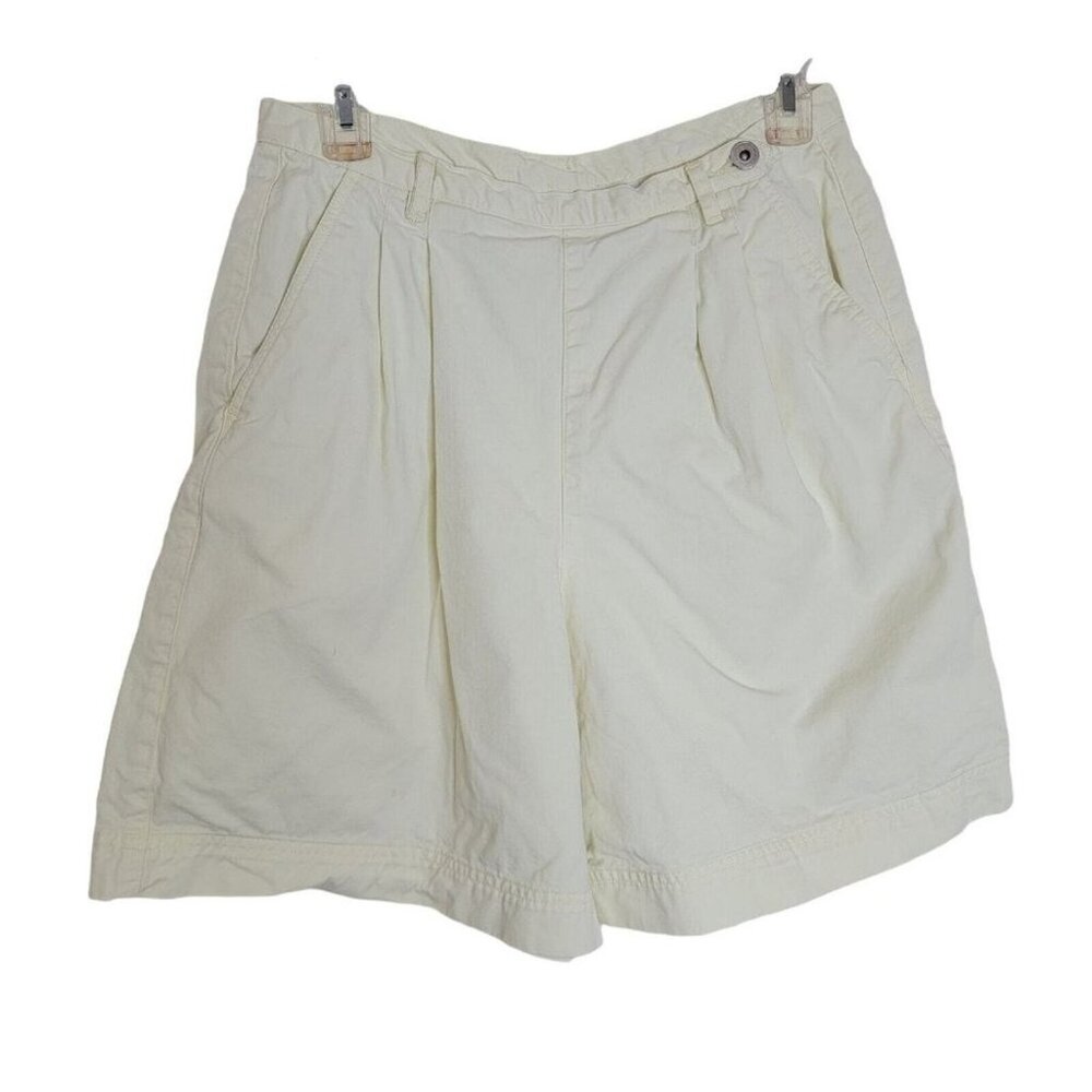 Liz Claiborne Lizwear Chino Dress Shorts Womens 12 Yellow Flat Front 100% Cotton